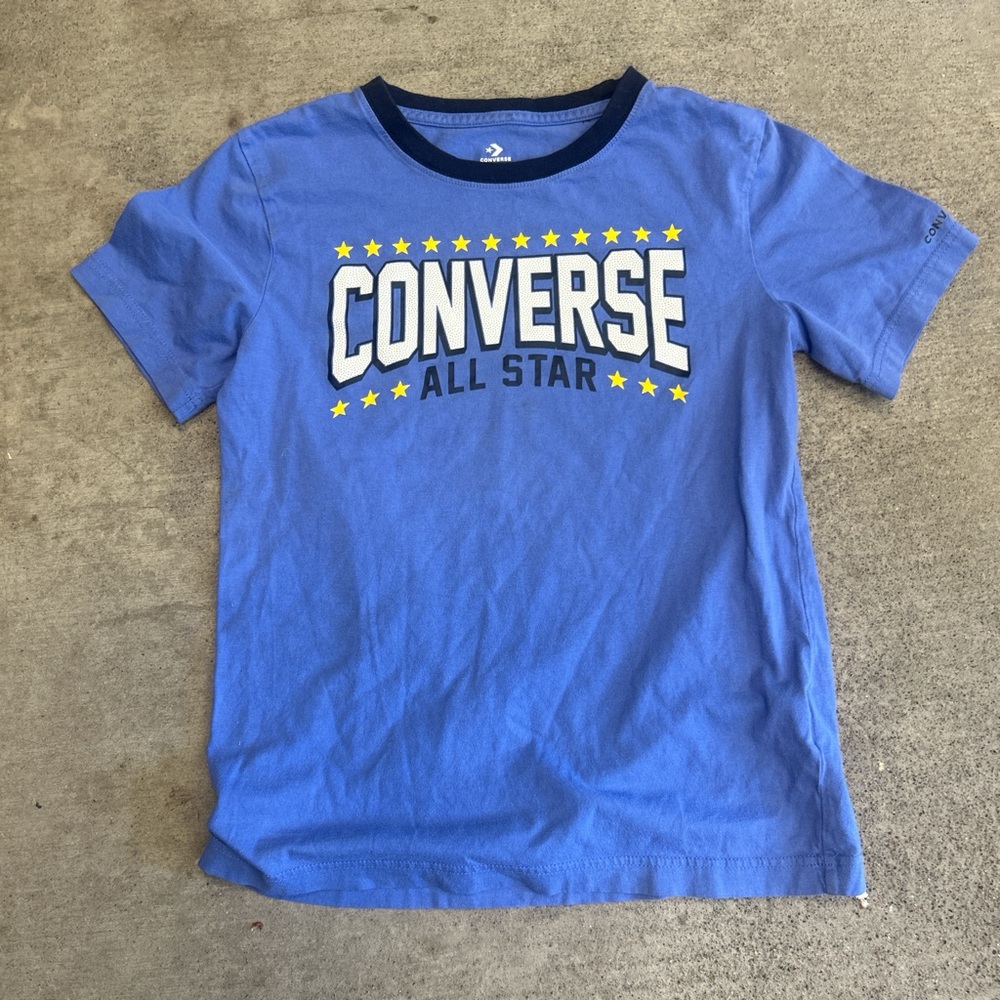 Converse Kids Short Sleeve Tee in Blue with Yellow Accents